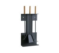 Couvert de cheminée 3 pcs. fer poignées en bois