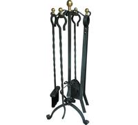 Couvert de cheminée 4 pcs. noir boutons laiton