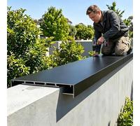 Couvertine de Muret Profilé Aluminium Larmier Éclairage LED | Chapeau Étanche pour Clôture (Jardin, Terrasse ou Enceinte), Plaque Finition Découpable Sommet(140-217mm/5.5-8.5",180cm/71")