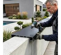 Couvertine de Muret Protecteur Aluminium Éclairage Extérieur Permanent | Capuchon Mur Plat Résistant Terrasse Extérieure, Plaque Couronnement Clôture Jardin-patio(7x71in/18x180cm)