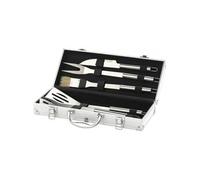 Couverts à barbecue en acier inoxydable avec coffret en aluminium, 5 pièces