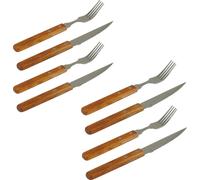 Couverts à steak et à pizza avec manche en bois - 8 pièces