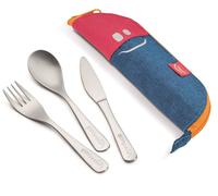 Maped Set de couverts Picnik Concept Kids – Acier inoxydable, étui en tissu rose