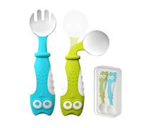Couverts Bébé - Cuillère Coudée Bébé - Cuillère Bébé Et Fourchette Bébé 1er Age - Apprentissage Et Dme 12 Mois - Poignée Incurvée - Anti Etouffement Enfant - Couvert Enfant - Couvert Bebe 1 An