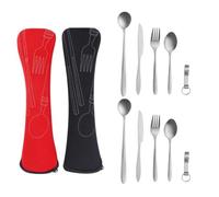 Couverts Camping - Inox - Set de 12 pièces - Sac de rangement - Écologique - Mixte