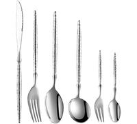 Couverts D’argenterie Couverts Set, 5/20/30/40/50/60pcs 304 Ensemble De Couverts en Acier Inoxydable Couteau à Steak épais Couteau De Dîner Couteau Couteau Fourchette Cuill, Silver, 6 Pieces for 1