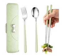 Couverts de avec Étui Couverts Réutilisables en | Set Fourchette et Cuillère de Pour hommes étudiants urs randonneurs camping bureau pique-nique camping-car sac à