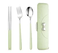 Couverts de avec Étui Kit de couverts réutilisables en acier inoxydable | Cuillère Fourchette Baguettes de pour Femmes Hommes Étudiants urs Randonneurs Camping Bureau Camping-car Backpacking