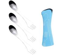 Couverts de camping 3 en 1, sac de rangement 1 pièce, couverts de camping en acier inoxydable, ensemble de cuillères, fourchettes et couteaux, fourchette et cuillère de camping pour les voyages et les