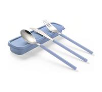 Couverts de Camping, 3 Pièces Portables Ensemble de Couverts en Inox,Boîte de Rangement Compacte,Compatibles Lave-Vaisselle Couteau/Fourchette/Cuillère pour Voyage Camping Bureau