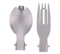 Couverts de camping pliables en titane, fourchette en titane, sains pour barbecue de randonnée de voyage de pique-nique(Titanium fork titanium spoon (combination))