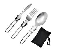 Couverts de Camping - wj - 3 Pièces - Acier Inoxydable - Pliable - Multifonctionnel