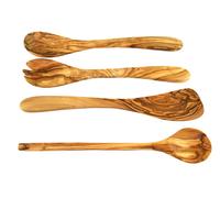 D.O.M. Set de cuisine de 4 pièces en bois d'olivier avec serveurs de salade.