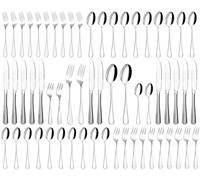 Couverts de Table 12 Personnes, Ménagère 60 Pièces en Acier Inoxydable, Polis et Lavables au Lave-Vaisselle, Ménagère Couverts Élégants, Couteaux/Fourchettes/Cuillères,pour Maison, Fête, Restaurant