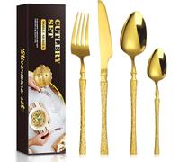 Couverts de Table,24 Pièces Set de Couverts de Table,Set de Couteaux et Fourchettes Cuisine en Acier Inoxydable, pour 6 Personnes,A Idéal Coffret/Boîte Cadeau pour la Maison et le Restaurant