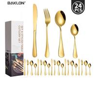 Couverts de Table - BAKLON - Ensemble de 24 Pièces - Acier Inoxydable - Finition Miroir - Pour 6 Personnes