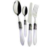 Couverts de table - BUGATTI - Aladdin Nacre Manche Blanc - 24 pièces - Inox 18/10