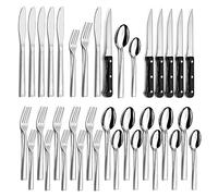 Couverts de table, Hunnycook 36 pièces Couverts avec couteau à steak, Set de couverts en acier inoxydable avec couteau fourchette cuillère pour restaurant/fête/mariage, lavable au lave-vaisselle