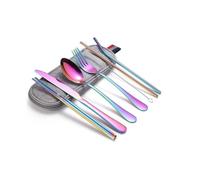 Couverts de voyage - Inox - Lot de 8 - Étui inclus - Léger - Réutilisables