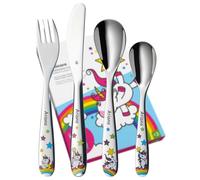 Couverts enfant WMF Licorne avec gravure - Ménagère 4 pièces en acier inoxydable - Cadeau personnalisé pour baptême, naissance ou tout-petit