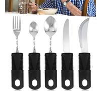 Couverts Parkinson : WEGREAT 5 pièces Couverts Adaptatifs Ensemble Fourchette Cuillère à café Cuillère à soupe Couteau, Couverts pour Parkinson Seniors Handicapés pour Parkinsons, Tremblements à la