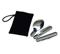 Couverts pliables en acier inoxydable avec étui Cuillère Fourchette Couteau Décapsuleur et Ouvre-boîte Pour le camping et l'extérieur