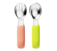 Couverts pour enfants | Couverts d'apprentissage en acier inoxydable avec poignée ronde | Couverts antidérapants pour tout-petits Cuillère Fourchette | Couverts d'apprentissage ergonomiques pour