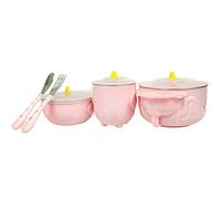 Couverts Pour Enfants, Ensemble De Nourriture Pour Bébé, Complément Alimentaire Pour Injection D'Eau, Bol Isolant Bol En Acier Inoxydable, Bol Rose 5 Pièces