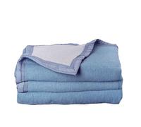 Couverture 100% Pure Laine Vierge Double face ""Volta"" 500 gr/m² Toison d'Or - Volta Myosotis Ciel - 220 x 240 cm