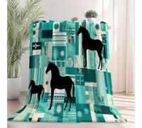 Couverture 180×200 cm, Vert foncé Couverture Douillette en Flanelle Douce et Moelleuse à Motif Patchwork Damier Cheval Lignes pour Maison Bureau Chambre à Coucher Salon Canapé Lit Les Vacances