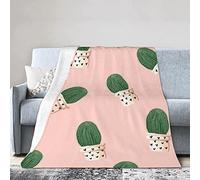 Couverture 3D Cactus Plaid Polaire 150x200 Plantes Roses Couverture en Flanelle Filles, Couvertures et Plaids Chaude et Douillet, pour Canapé lit et Chaise