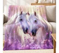 Couverture 3D Citrouille Cheval Aquarelle 100 x 130 cm Plaid Polaire Flanelle Rose Chaud et Douillet pour Canapé Lit ou Chaise