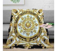 Couverture 3D Imprimée Baroque Luxe Microfibre Motif Or Plaid Décor Salon Lit Doux Chaud Tout Âge 50x60(127x152cm)