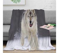 Couverture 3D Imprimée Loup Microfibre Douce Décoration Intérieure Plaid Loup Gris pour Adulte Canapé Chambre Toutes Saisons 80×90(200x230cm)