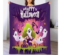 Couverture 3DFantôme Blanc Plaid 220 x 240cm Halloween Couverture en Flanelle L'automne, Couvertures et Plaids Chaude et Douillet, pour Canapé lit et Chaise Violet Clair
