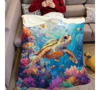 Couverture 70 x 100 cm Tortue Animale sous-Marine Plaid Polaire Flanelle Super Chaude Confortable Douce et Légère Couvertures pour Lit Canapé Camping Voyage