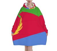 Couverture à capuche contre le mauvais œil pour femmes et hommes adultes surdimensionnés pour une couverture douce et chaude, Drapeau de l'Érythrée, taille unique