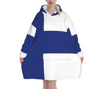 Couverture à capuche contre le mauvais œil pour femmes et hommes adultes surdimensionnés pour une couverture douce et chaude, Drapeau de la Finlande, taille unique