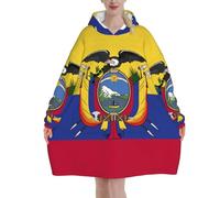 Couverture à capuche contre le mauvais œil pour femmes et hommes adultes surdimensionnés pour une couverture douce et chaude, Drapeau de l'Équateur, taille unique