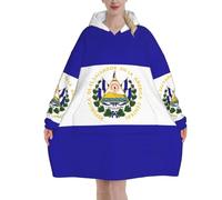 Couverture à capuche contre le mauvais œil pour femmes et hommes adultes surdimensionnés pour une couverture douce et chaude, Drapeau du Salvador, taille unique