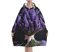 Couverture à capuche douce et confortable pour adultes avec imprimé bouquet de lavande