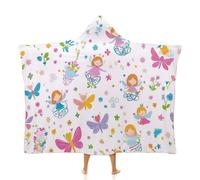 Couverture à capuche en polaire douce et mignonne avec motif de fée et libellule de dessin animé pour adultes et enfants, pour le camping, le canapé, les soirées cinéma, multicolore, 50x60inch