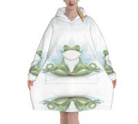 Couverture à capuche imprimée paresseux pour la Saint-Valentin, Thanksgiving, Noël, le Nouvel An et d'autres saisons froides, Grenouille de yoga amusante, 320g