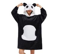 Couverture à Capuche Oversize avec Manches Grande Poche Panda Hoodie Plaid Sherpa Unisexe Wearable Blanket Animaux Hiver