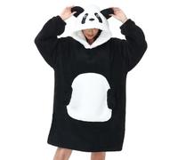 Couverture à Capuche Oversize avec Manches Grande Poche Panda Hoodie Plaid Sherpa Unisexe Wearable Blanket Animaux Hiver