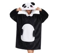 Couverture à Capuche Oversize avec Manches Grande Poche Panda Hoodie Plaid Sherpa Unisexe Wearable Blanket Animaux Hiver
