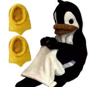 Couverture à capuche pingouin - Design portable en velours corail et polyester | Pyjama animal doux surdimensionné avec manches et style de chaussures assorti | Couverture à capuche portable pour