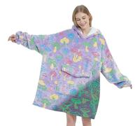 Couverture à capuche portable en polaire sherpa pour adulte et femme, motif champignon phosphorescent, cadeau d'anniversaire, champignon