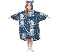 Couverture à capuche pour enfants, motif dalmatien étoilé, couverture à capuche en polaire chaude surdimensionnée pour filles et garçons, A780, 7-10 ans