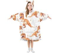 Couverture à capuche pour enfants Tyrannosaure Rex - Couverture à capuche en polaire chaude surdimensionnée pour filles et garçons, A67., 7-10 ans